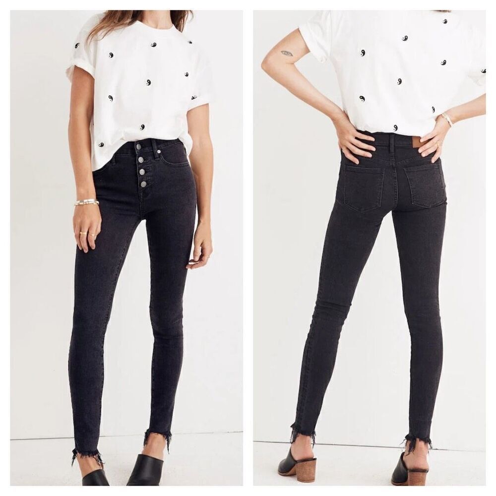 Madewell 9" High-Rise Skinny Jeans in Berkeley Black: Button-Through Edition Sz